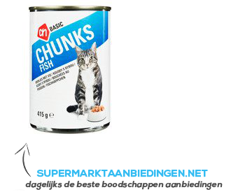 AH BASIC Brokjes met vis in saus (voor de kat) aanbieding