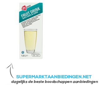 AH BASIC Fruitdrank witte druif/ limoen aanbieding