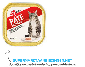 AH BASIC Paté met rund (voor de kat) aanbieding