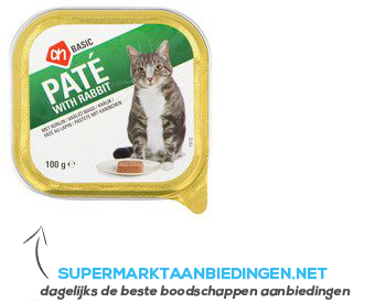 AH BASIC Paté met wild en konijn (voor de kat) aanbieding