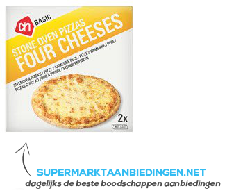 AH BASIC Stone oven pizza four cheese aanbieding