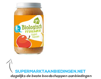 AH Biologisch Fruithapje appel-banaan 8 aanbieding