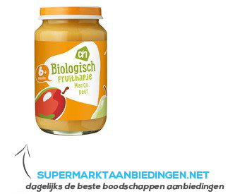 AH Biologisch Fruithapje mango-peer 6 aanbieding