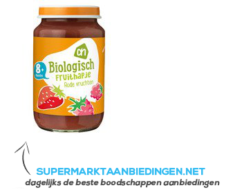 AH Biologisch Fruithapje rode vruchten 8m aanbieding