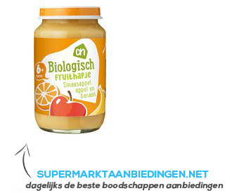AH Biologisch Fruithapje sinas-appel-banaan 6 aanbieding