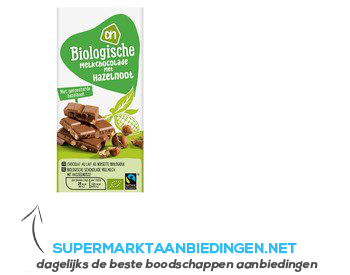 AH Biologisch Melkchocolade hazelnoot aanbieding