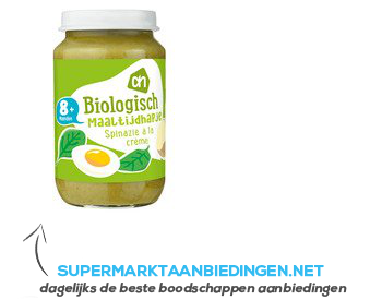 AH Biologisch Spinazie à la crème 8 mnd aanbieding