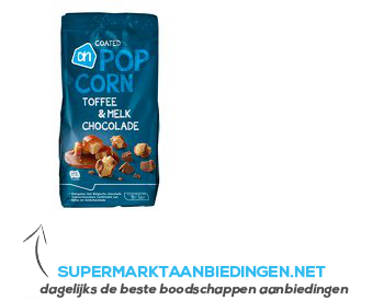 AH Coated popcorn toffee & melk chocolade aanbieding