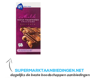 AH Delicata melkchocolade hazelnoten rozijn aanbieding