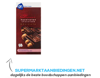 AH Delicata pure chocolade met hazelnoten aanbieding