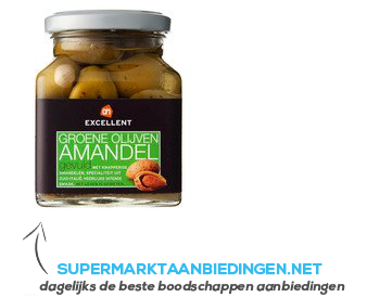 AH Excellent Groene olijven met amandel aanbieding