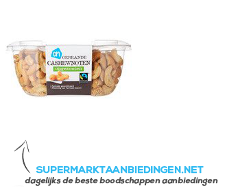 AH Gebrande cashewnoten ongezouten aanbieding