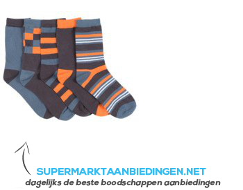 AH Jongenssokken blauw oranje maat 31-35 aanbieding