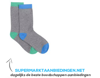 AH Jongenssokken grijs blauw maat 31-34 aanbieding