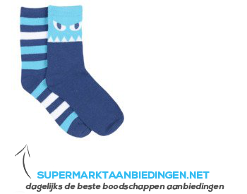 AH Jongenssokken haai blauw maat 27-30 aanbieding