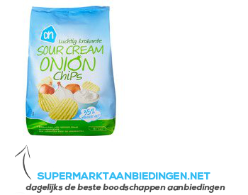 AH Luchtig krokante sour cream onion chips aanbieding