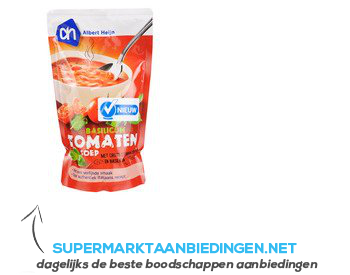 AH Soep in zak tomatensoep- basilicum aanbieding