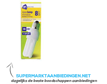 Temmen Maken Verzamelen AH Spaarlamp ministick 8W grote fitting aanbieding | Supermarkt Aanbiedingen