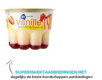 AH Vanillepudding met aardbeiensaus