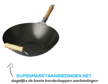 AH Wok met houten handgreep 35 cm aanbieding