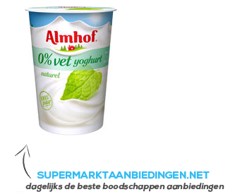 Almhof 0% vet yoghurt naturel aanbieding