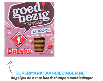 Bolletje Krokante graanrepen cranberry goed bezig aanbieding