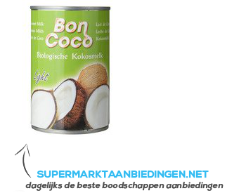 Bon Coco Biologische kokosmelk light aanbieding