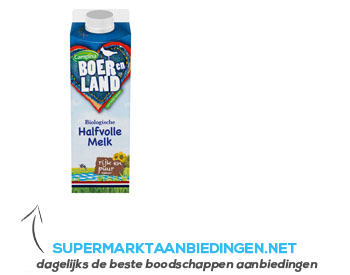 Campina Boer en Land melk biologisch halfvol aanbieding