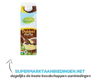 Campina Dubbelvlaflip chocolade/ vanille aanbieding