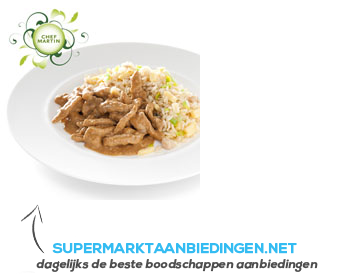 Chef Martin Nasi goreng varkensreepjes in satésaus aanbieding