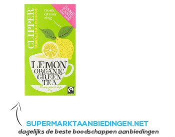 Clipper Organic green tea lemon aanbieding