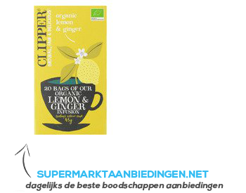 Clipper Organic lemon & ginger infusion tea aanbieding