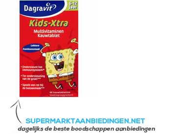 Dagravit Multivitaminen kind 6-12 jaar framboos aanbieding