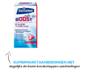 Davitamon Boost 12 multivit. kauwtablet aardbei aanbieding