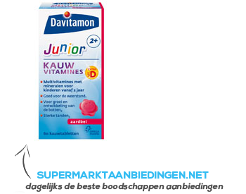 Davitamon Junior 1 kauwvitamines aardbei aanbieding