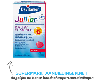 Davitamon Junior 2 kauwvitamines aardbei aanbieding