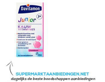 Davitamon Junior 3 kauwvitamines framboos aanbieding