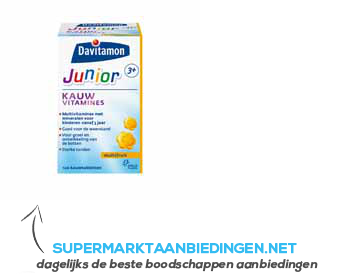 Davitamon Junior 3 kauwvitamines multifruit aanbieding