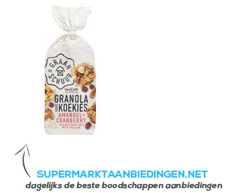 De Graanschuur Granola koekies amandel en cranberry aanbieding