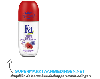 Fa Floral protect poppy & bleu deo roller aanbieding