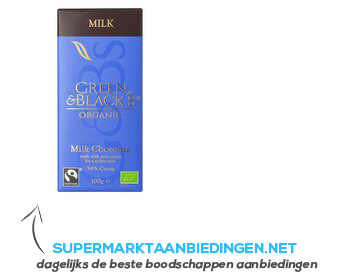 Green & Black Chocolade melk aanbieding