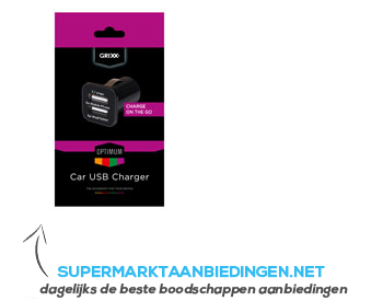 Grixx Dubbele USB auto oplader 3,1 mAh aanbieding