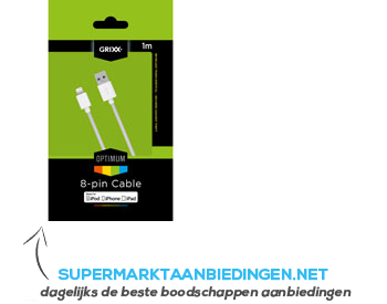 Grixx Optimum 8-pin data/oplaad kabel wit aanbieding