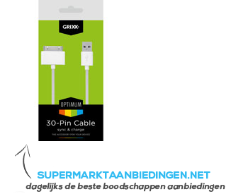 Grixx Optimum kabel iPhone/pad 30 pins wit aanbieding