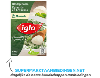 Iglo Bladspinazie mozzarella aanbieding