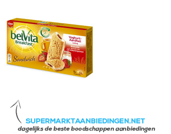 Liga Belvita breakfast sandwich aardbei aanbieding