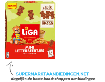 Liga Mini letterbeertjes chocoladesmaak aanbieding