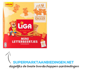 Liga Mini letterbeertjes vanillesmaak aanbieding