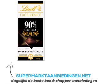 Lindt Excellence dark supreme noir 90% aanbieding