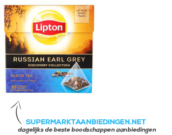 Lipton Zwarte thee Russian earl grey aanbieding